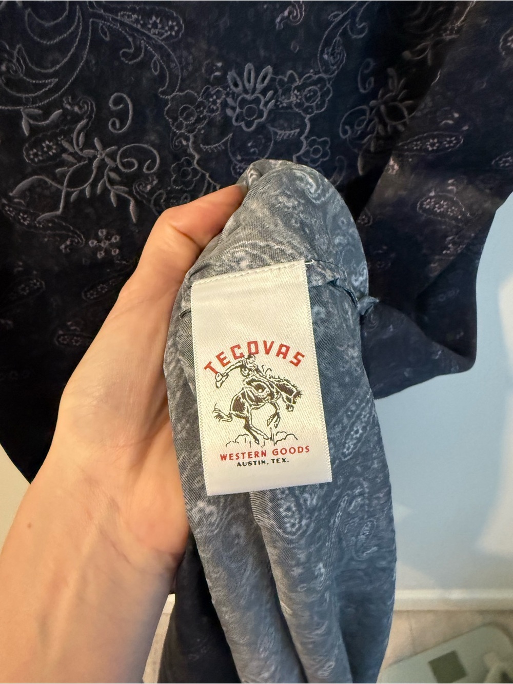 NWOT Tecovas Slip Dress Navy Patterned size M - Picture 4 of 4